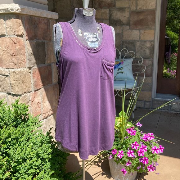 Theory Scoop Neck Chain Trim Tank Plum/Grape Sz Medium - Picture 1 of 9